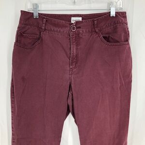Chico’s Burgundy Plum Straight Crop Denim Jeans Rhinestone Pockets 32x28